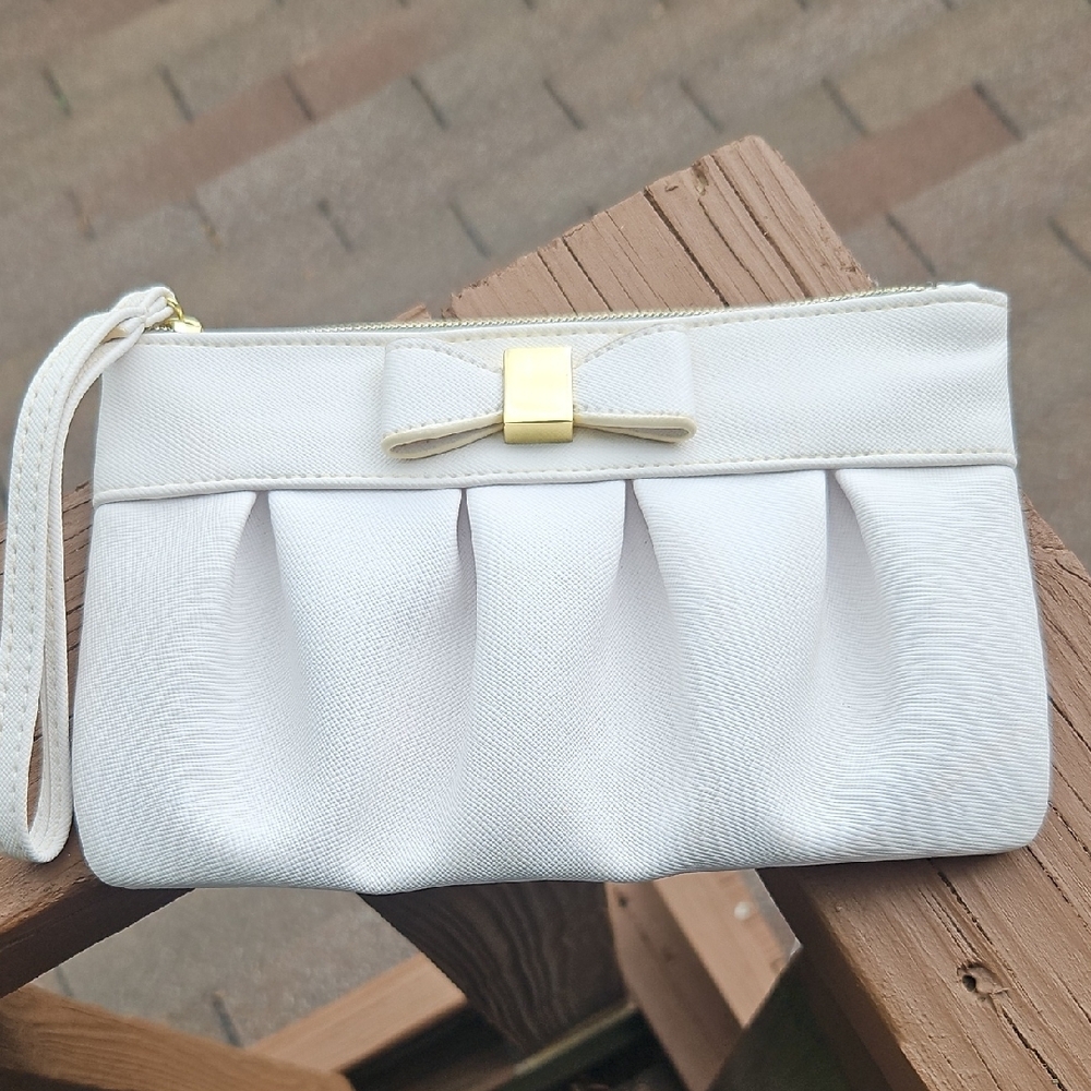 Elegant White Clutch with Gold Accent